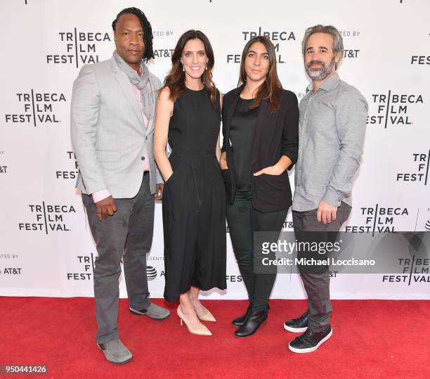 Roger Ross Williams, Director Laura Brownson, Bridget Stokes and Jeff Gilbert attend the screening of "The Rachel Divide" during the 2018 Tribeca...