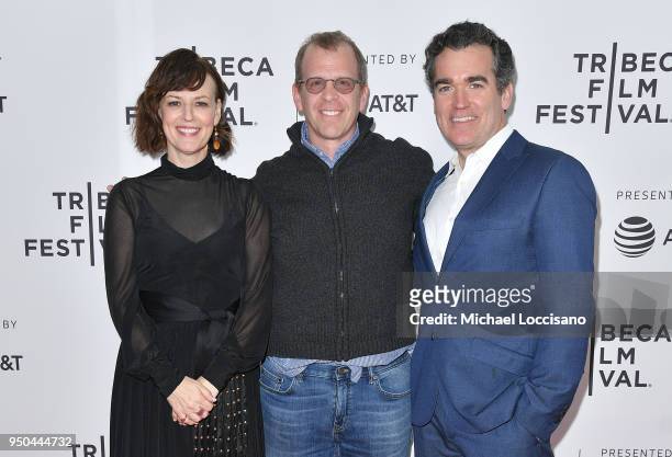Rosemarie DeWitt, Paul Lieberstein and Brian d'Arcy James attend the screening of "Song Of Back And Neck" during the 2018 Tribeca Film Festival at...