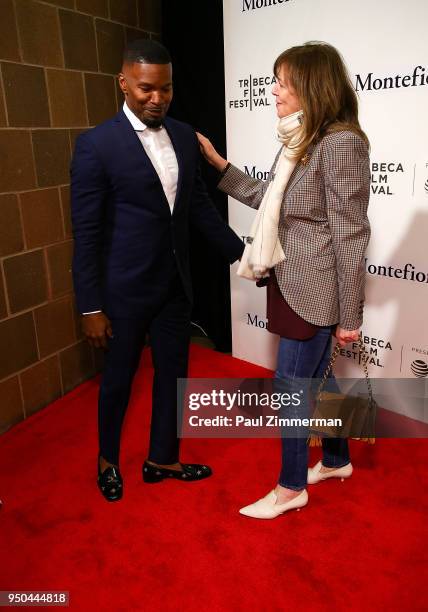 Actor Jamie Foxx and Jane Rosenthal attend the 2018 Tribeca Film Festival - Tribeca Talks: Storytellers - Jamie Foxx at BMCC Tribeca PAC on April 23,...