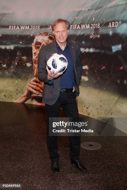 Gerhard Delling during the TV programs ARD and ZDF present their team for the 2018 FIFA World Championship in Russia on April 23, 2018 in Hamburg,...