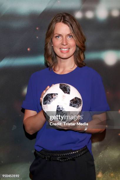 Jessy Wellmer during the TV programs ARD and ZDF present their team for the 2018 FIFA World Championship in Russia on April 23, 2018 in Hamburg,...