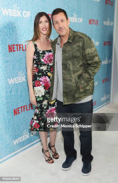 Jackie Sandler and Adam Sandler attend the World Premiere of the Netflix film "The Week Of" at AMC Loews Lincoln Square 13 on April 23, 2018 in New...