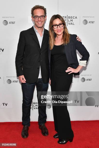 Sam Bisbee and Theodora Dunlap attend the screeing of "Oversharing" at Tribeca TV: Indie Pilots during the 2018 Tribeca Film Festival at Cinepolis...