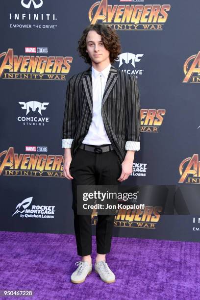 Wyatt Oleff attends the premiere of Disney and Marvel's 'Avengers: Infinity War' on April 23, 2018 in Los Angeles, California.