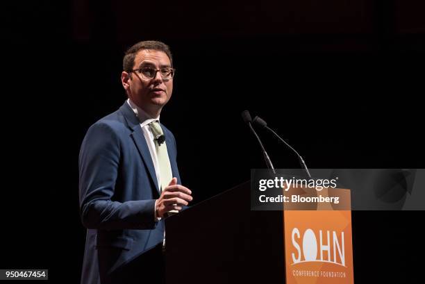 Nathaniel August, president of Mangrove Partners, speaks during the 23rd annual Sohn Investment Conference in New York, U.S., on Monday, April 23,...