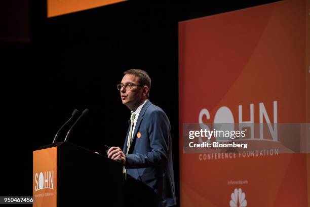 Nathaniel August, president of Mangrove Partners, speaks during the 23rd annual Sohn Investment Conference in New York, U.S., on Monday, April 23,...