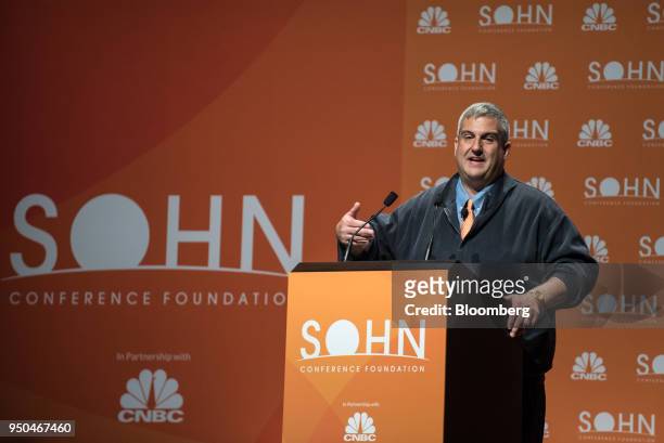 Larry Robbins, founder, portfolio manager and chief executive officer of Glenview Capital Management LLC, speaks during the 23rd annual Sohn...
