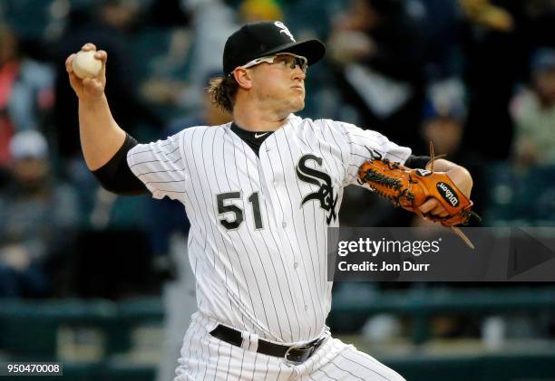 Carson Fulmer of the Chicago White Sox pitches against the Seattle Mariners during the first inning at Guaranteed Rate Field on April 23, 2018 in...