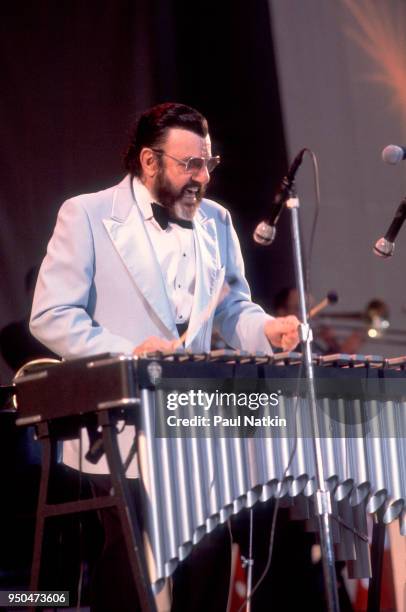 Johnny Otis performs on the vibraphone at the Petrillo Bandshell in Chicago, Illinois, June 9, 1993.