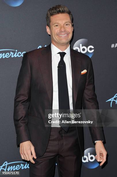 Host Ryan Seacrest arrives at ABC's "American Idol" show on April 23, 2018 in Los Angeles, California.