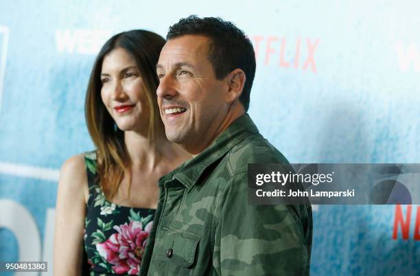 Jackie Sandler and Adam Sandler attend "The Week Of" New York premiere at AMC Loews Lincoln Square on April 23, 2018 in New York City.