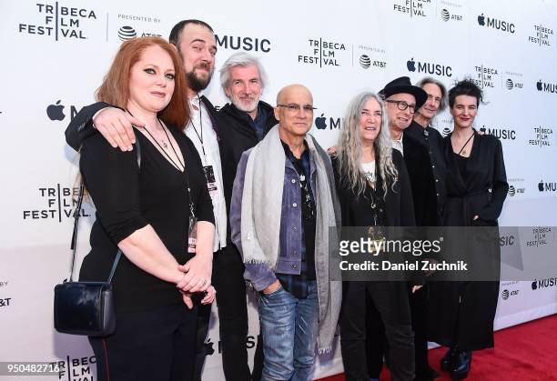 Jackson Smith, Tony Shanahan, Jimmy Iovine, Patti Smith, Lenny Kaye and Jesse Smith attend the screening of 'Horses: Patti Smith and Her Band' during...