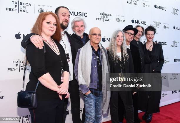 Jackson Smith, Tony Shanahan, Jimmy Iovine, Patti Smith, Lenny Kaye and Jesse Smith attend the screening of 'Horses: Patti Smith and Her Band' during...