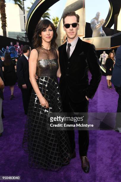 Sophie Hunter and Benedict Cumberbatch attend the premiere of Disney and Marvel's 'Avengers: Infinity War' on April 23, 2018 in Los Angeles,...