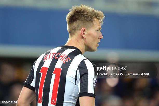 Matt Ritchie of Newcastle United during the Premier League match between Everton and Newcastle United at Goodison Park on April 23, 2018 in...