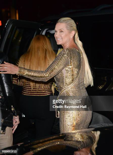 Yolanda Hadid is seen arriving at gigi birthday party on April 23, 2018 in New York City.