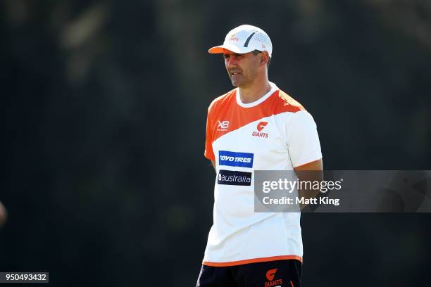 Giants head coach Leon Cameron looks on during a GWS Giants Training Session at WestConnex Centre on April 24, 2018 in Sydney, Australia.