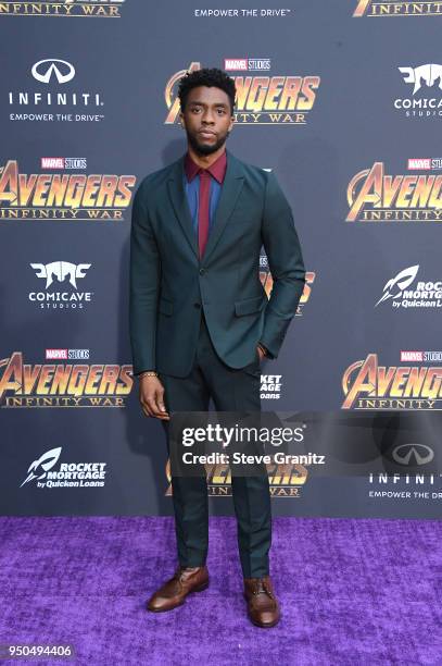 Chadwick Boseman attends the premiere of Disney and Marvel's 'Avengers: Infinity War' on April 23, 2018 in Los Angeles, California.