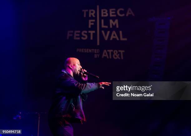 Common performs at the "Blue Note Records: Beyond the Notes" screening during the 2018 Tribeca Film Festival at Spring Studios on April 23, 2018 in...