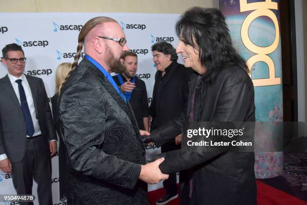 Desmond Child and Alice Cooper attend the 35th Annual ASCAP Pop Music Awards at The Beverly Hilton Hotel on April 23, 2018 in Beverly Hills,...