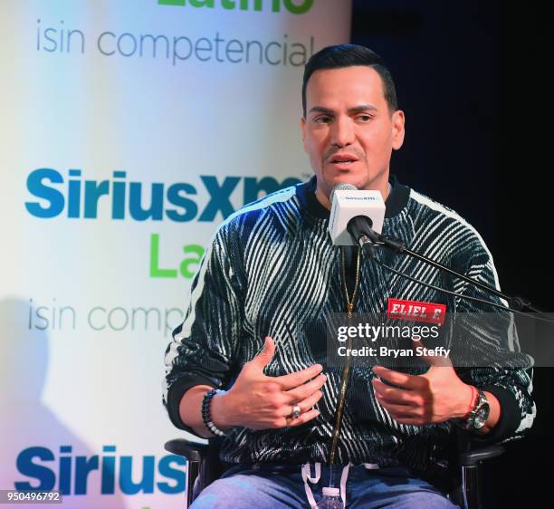 Singer Victor Manuelle speaks during a SiriusXM Town Hall hosted by Leila Cobo at Rhythms & Riffs Lounge at Mandalay Bay Resort and Casino on April...