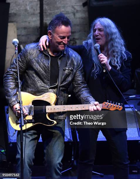 Bruce Springsteen and Patti Smith perform at "Horses: Patti Smith and Her Band" - 2018 Tribeca Film Festival at Beacon Theatre on April 23, 2018 in...