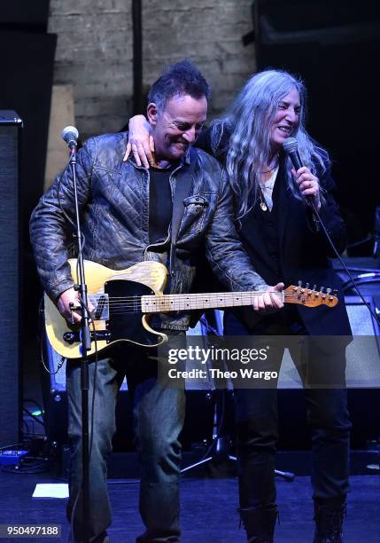 Bruce Springsteen and Patti Smith perform at "Horses: Patti Smith and Her Band" - 2018 Tribeca Film Festival at Beacon Theatre on April 23, 2018 in...