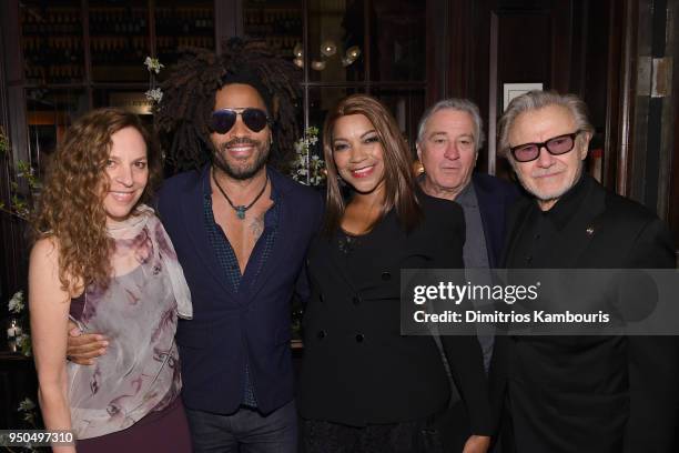 Daphna Kastner, Lenny Kravitz, Grace Hightower, Robert De Niro, and Harvey Keitel attend the CHANEL Tribeca Film Festival Artists Dinner at Balthazar...