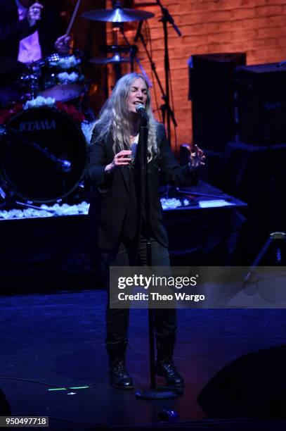 Patti Smith performs during "Horses: Patti Smith and Her Band" - 2018 Tribeca Film Festival at Beacon Theatre on April 23, 2018 in New York City.