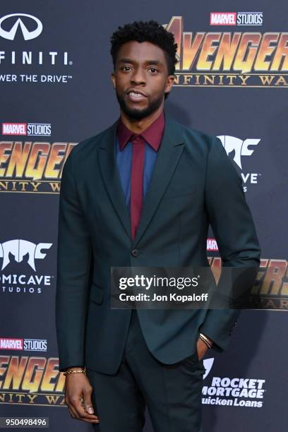 Chadwick Boseman attends the premiere of Disney and Marvel's 'Avengers: Infinity War' on April 23, 2018 in Los Angeles, California.