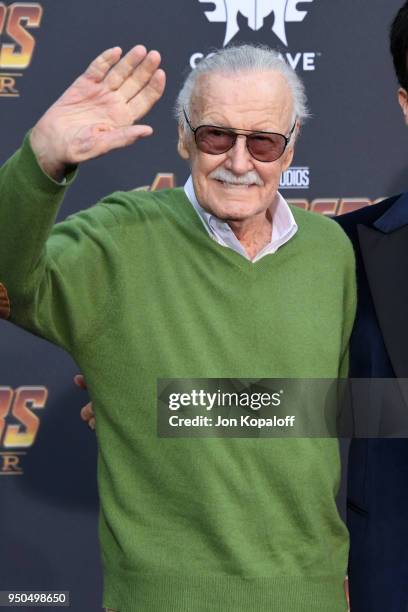 Stan Lee attends the premiere of Disney and Marvel's 'Avengers: Infinity War' on April 23, 2018 in Los Angeles, California.