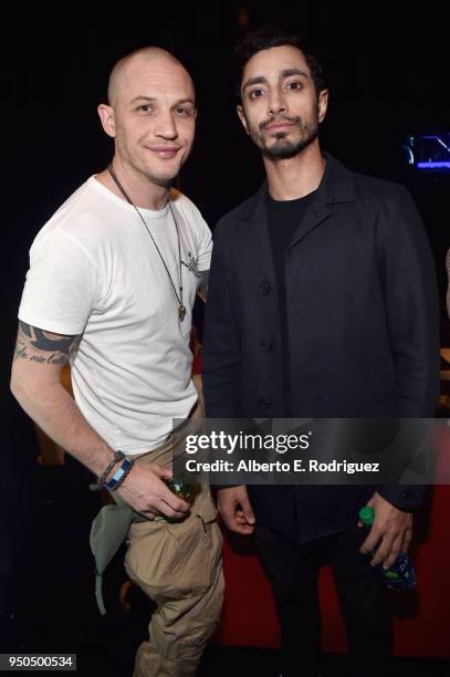 Actors Tom Hardy and Riz Ahmed attend the CinemaCon 2018 Gala Opening Night Event: Sony Pictures Highlights its 2018 Summer and Beyond Films at The...