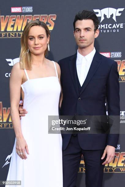 Brie Larson and Alex Greenwald attend the premiere of Disney and Marvel's 'Avengers: Infinity War' on April 23, 2018 in Los Angeles, California.