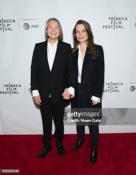 Cherry Jones and Sophie Huber attend the "Blue Note Records: Beyond the Notes" screening during the 2018 Tribeca Film Festival at Spring Studios on...