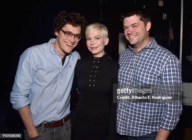 Producer/writer Phil Lord, Actor Michelle Williams and Producer Chris Miller attend the CinemaCon 2018 Gala Opening Night Event: Sony Pictures...