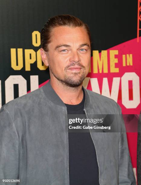 Actor Leonardo DiCaprio attends the CinemaCon 2018 Gala Opening Night Event: Sony Pictures Highlights its 2018 Summer and Beyond Films at The...