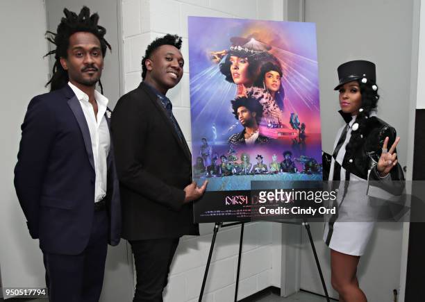 Nate Wonder, Chuck Lightning and Janelle Monae attend the "Dirty Computer" screening at The Film Society of Lincoln Center, Walter Reade Theatre on...