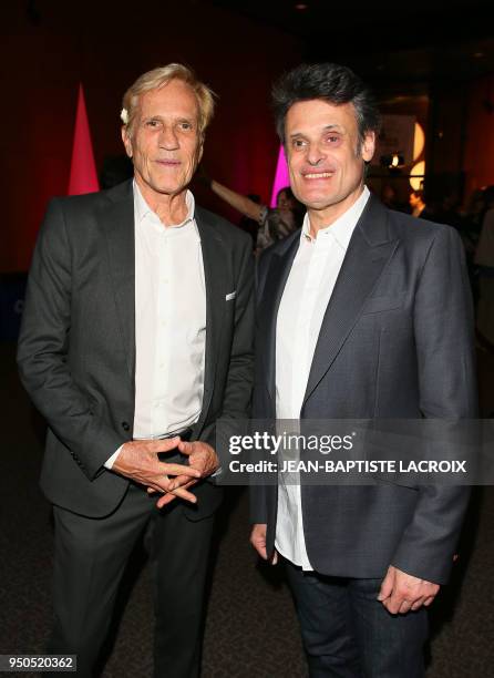 Directors Randal Kleiser and Charles De Meaux pose during opening night of the 2018 COLCOA French Film Festival, April 23, 2018 at the Directors...