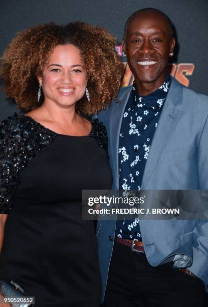 Actor Don Cheadle and his wife Brigid Coulter arrives for the World Premiere of the film 'Avengers: Infinity War' in Hollywood, California on April...