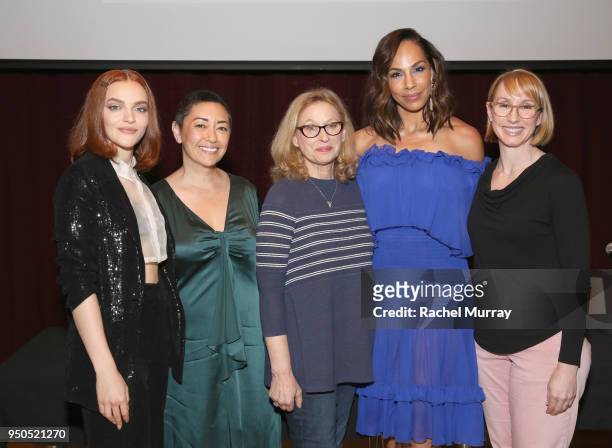 Actress Madeline Brewer, costume designer Ane Crabtree, Women in Film executive director Gayle Nachlis, actress Amanda Brugel and executive producer...