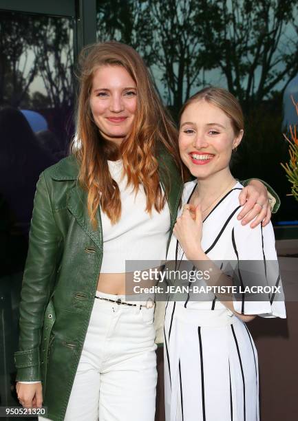Actresses Emma Westenberg and Sigrid Ten Napel pose during opening night of the 2018 COLCOA French Film Festival, April 23, 2018 at the Directors...