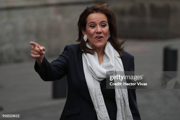 Margarita Zavala, independent presidential candidate, arrives to the first Presidential Debate at Palacio de Mineria on April 22, 2018 in Mexico...