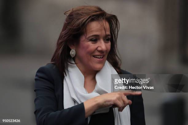 Margarita Zavala, independent presidential candidate, arrives to the first Presidential Debate at Palacio de Mineria on April 22, 2018 in Mexico...