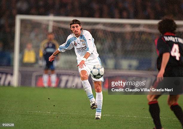 Dino Baggio of Lazio in action during the Italian Serie A match against AC Milan played at the Stadio Olimpico, in Rome, Italy. The match ended in a...