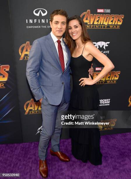 Actor Alberto Frezza and Stefania Spampinato attend the Los Angeles Global Premiere for Marvel Studios Avengers: Infinity War on April 23, 2018 in...