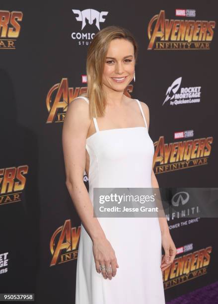 Actor Brie Larson attends the Los Angeles Global Premiere for Marvel Studios Avengers: Infinity War on April 23, 2018 in Hollywood, California.