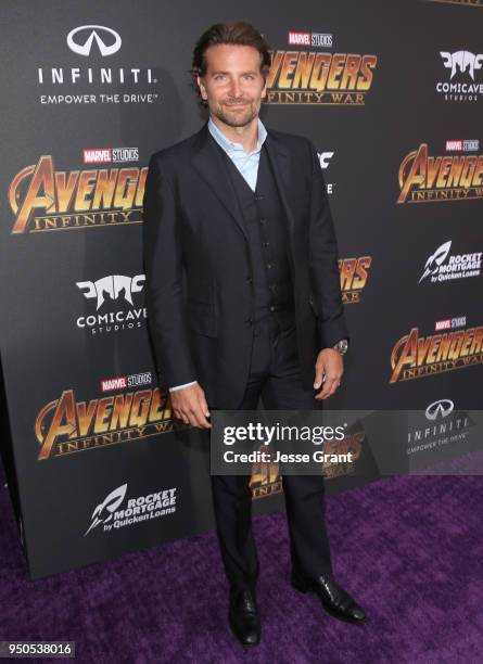 Actor Bradley Cooper attends the Los Angeles Global Premiere for Marvel Studios Avengers: Infinity War on April 23, 2018 in Hollywood, California.