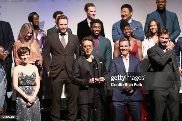 Actor Robert Downey Jr. And cast & crew of 'Avengers: Infinity War' attend the Los Angeles Global Premiere for Marvel Studios Avengers: Infinity War...