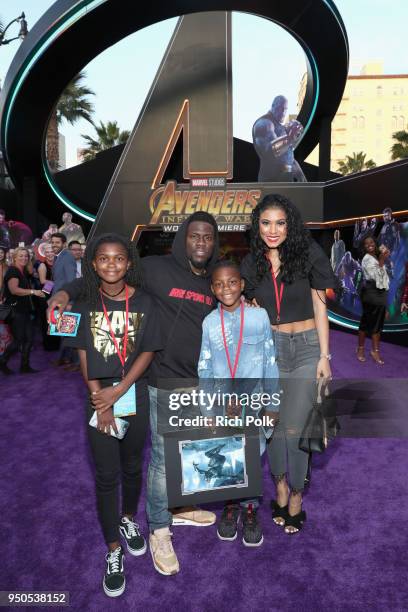 Heaven Hart, actor Kevin Hart, Hendrix Hart, and Eniko Parrish attend the Los Angeles Global Premiere for Marvel Studios Avengers: Infinity War on...