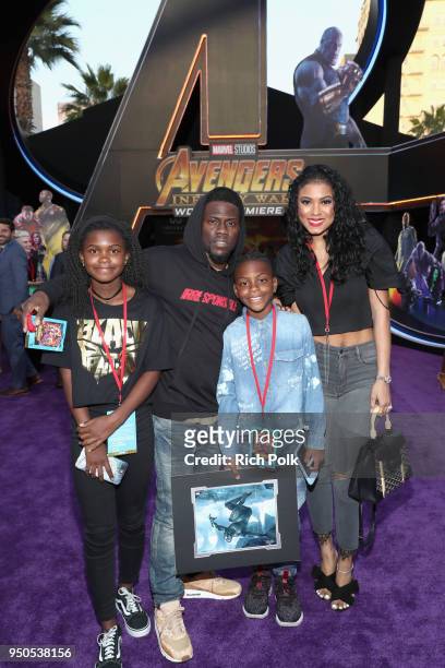 Heaven Hart, actor Kevin Hart, Hendrix Hart, and Eniko Parrish attend the Los Angeles Global Premiere for Marvel Studios Avengers: Infinity War on...
